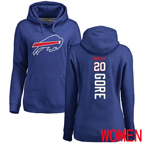 NFL Women Buffalo Bills #20 Frank Gore Royal Blue Backer Pullover Hoodie Sweatshirt->nfl t-shirts->Sports Accessory